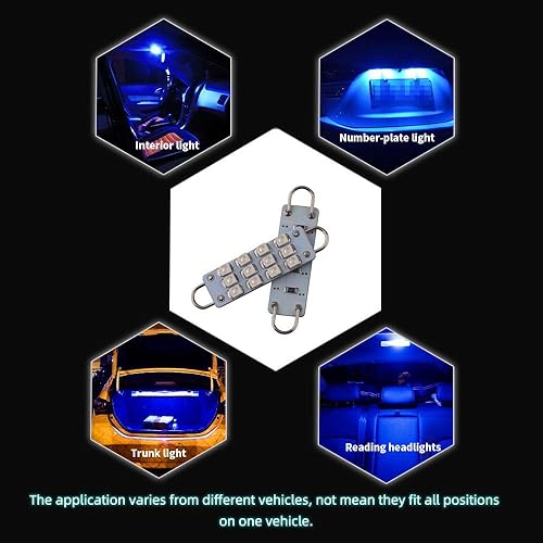 Miniatura 6 de Grandview TM 0.157 x 1.732 in (1.73 pulgadas) 12-SMD 1210 3528 Chip Rígido Loop Festoon Bombillas LED para el interior del coche, cúpula mapa, luz