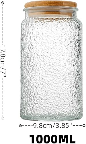 Miniatura 2 de Tarro de vidrio con tapa hermética de bambú, frasco sellado, encimera de almacenamiento de cocina de vidrio vintage de 35 onzas, recipientes