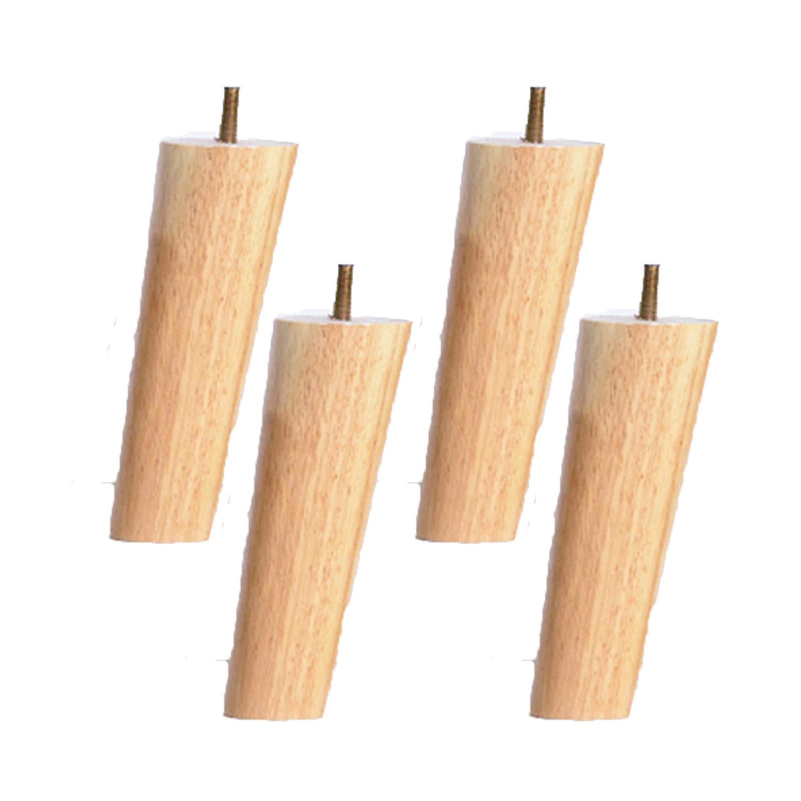 4 gambe in legno massello conico di ricambio per mobili a cono obliquo gambe per mobili per divano, letto, sedia, divano, gambe in legno, filettatura M8 (50 cm)