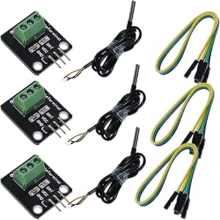 Sinkr DS18B20 Temperature Sensor Module Kit Waterproof Temperature Probe with Heat Resistance Thermal Cable Suitable for a Wide Range of Temperature for Arduino,Raspberry Pi, AVR, MSP430, MCU