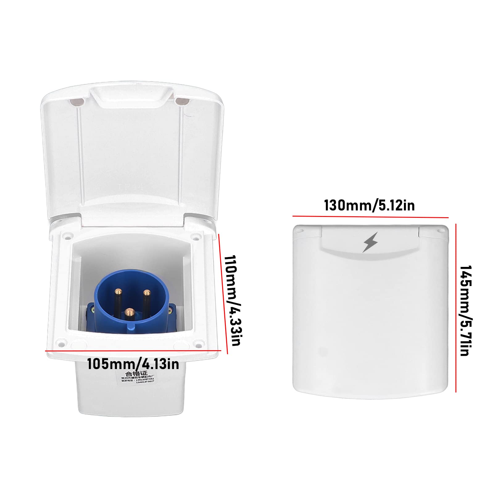 32A RV Presa Elettrica Esterna 220 3 Pin (White)