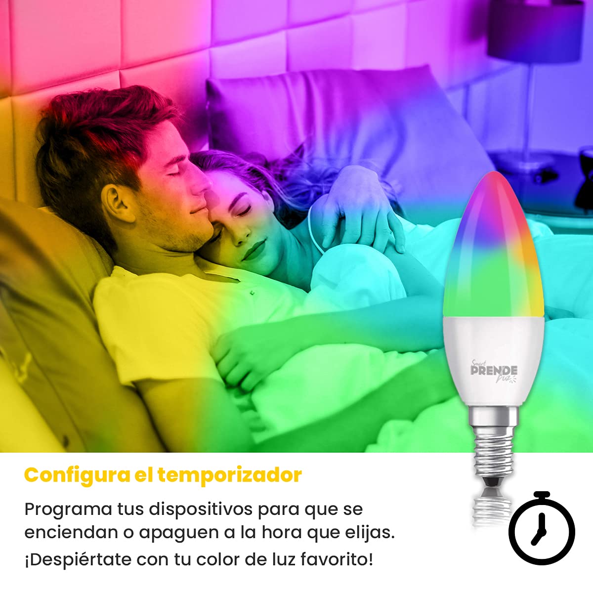 PRENDELUZ Intelligente Kerzenlampe, RGB, 5,5 W, E14, Smart Kerzenlampe, 4er-Pack