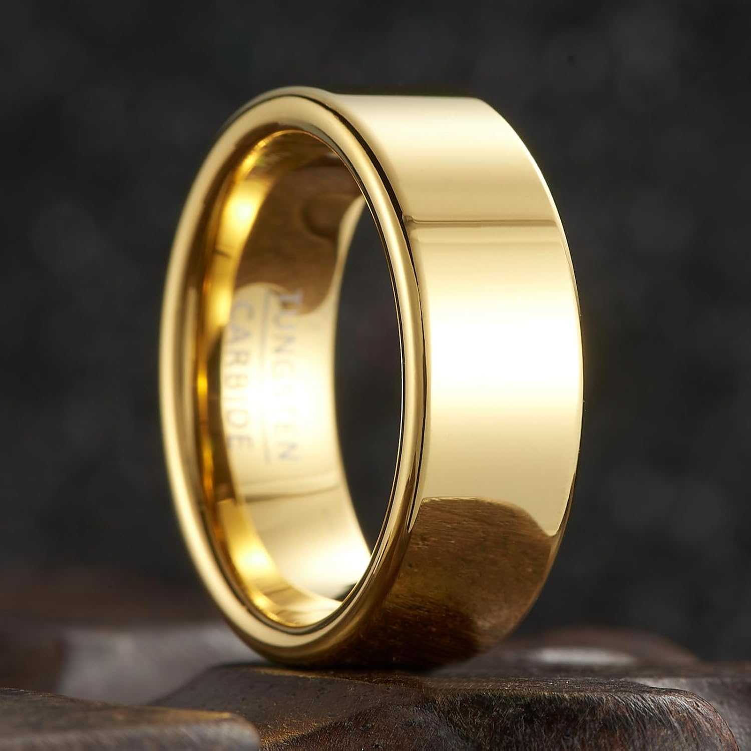 Classic Flat Band - 8mm Wide High-Polish Tungsten Wedding Ring for Men & Women - Image 2