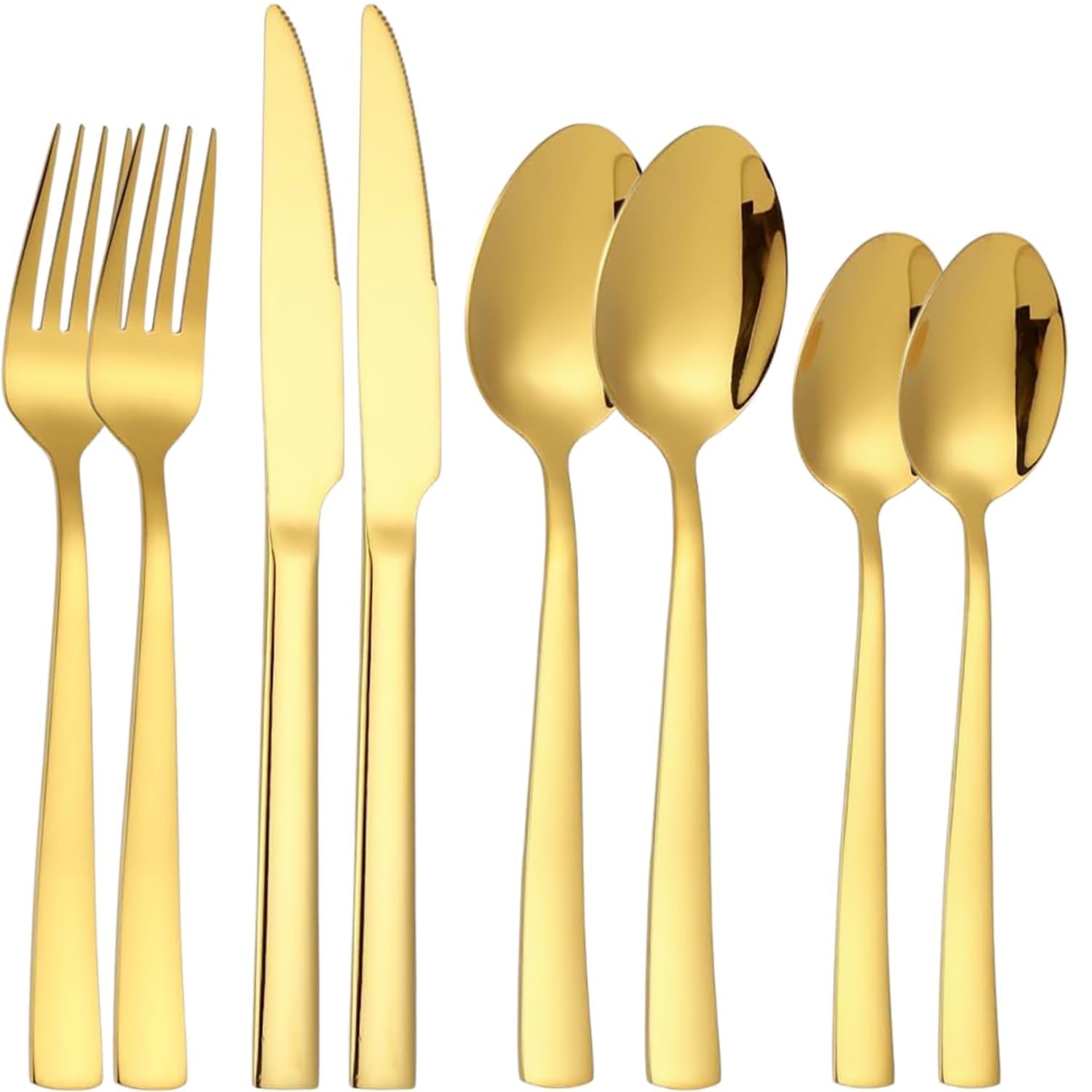 Naidev Silverware Set for 2, 8-Piece 18/10 Stainless Steel Flatware Set,Forged Cutlery Set Matte Finish for Home,Restaurant and Parties, Dishwasher Safe.