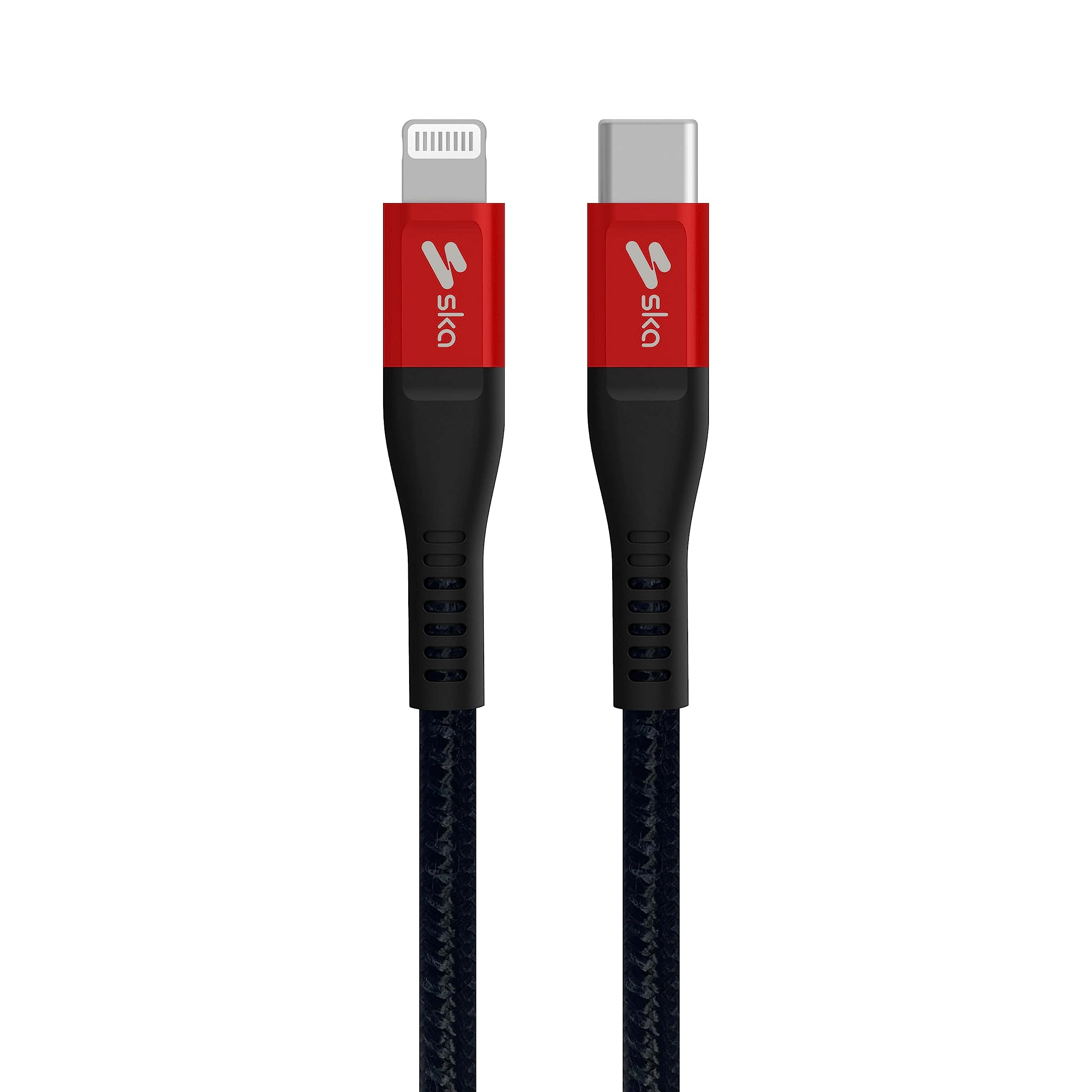 SKA Swift CC1000 USB-C to Lightning 1.2m Kevlar Braided Sync Cable [MFi Certified] upto PD 20W Compatible with [Apple] iPhone 11/12/13/14 Pro iPad / Air / Pro - Black