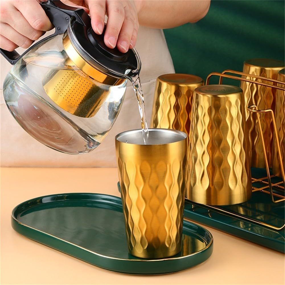 Isolierte Edelstahl-Trinkbecher, 330 ml, doppelwandig, stapelbar, für Wasserbecher, heiße und kalte Getränke, Geschirrspüler, schwarz, 6 Stück