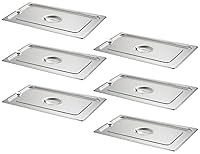 Vista 89 de CURTA Paquete de 6 cubiertas de sartén de mesa de vapor de tamaño 1/4 con asa, NSF, tapa de bandeja de hotel, tapa de comida de catering