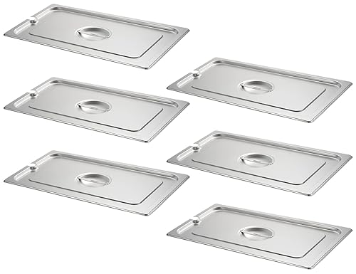 Vista 87 de CURTA Paquete de 6 sartenes antiatascos para hotel, tamaño 1/6 de 6 pulgadas de profundidad, bandeja comercial NSF de acero inoxidable 18/8