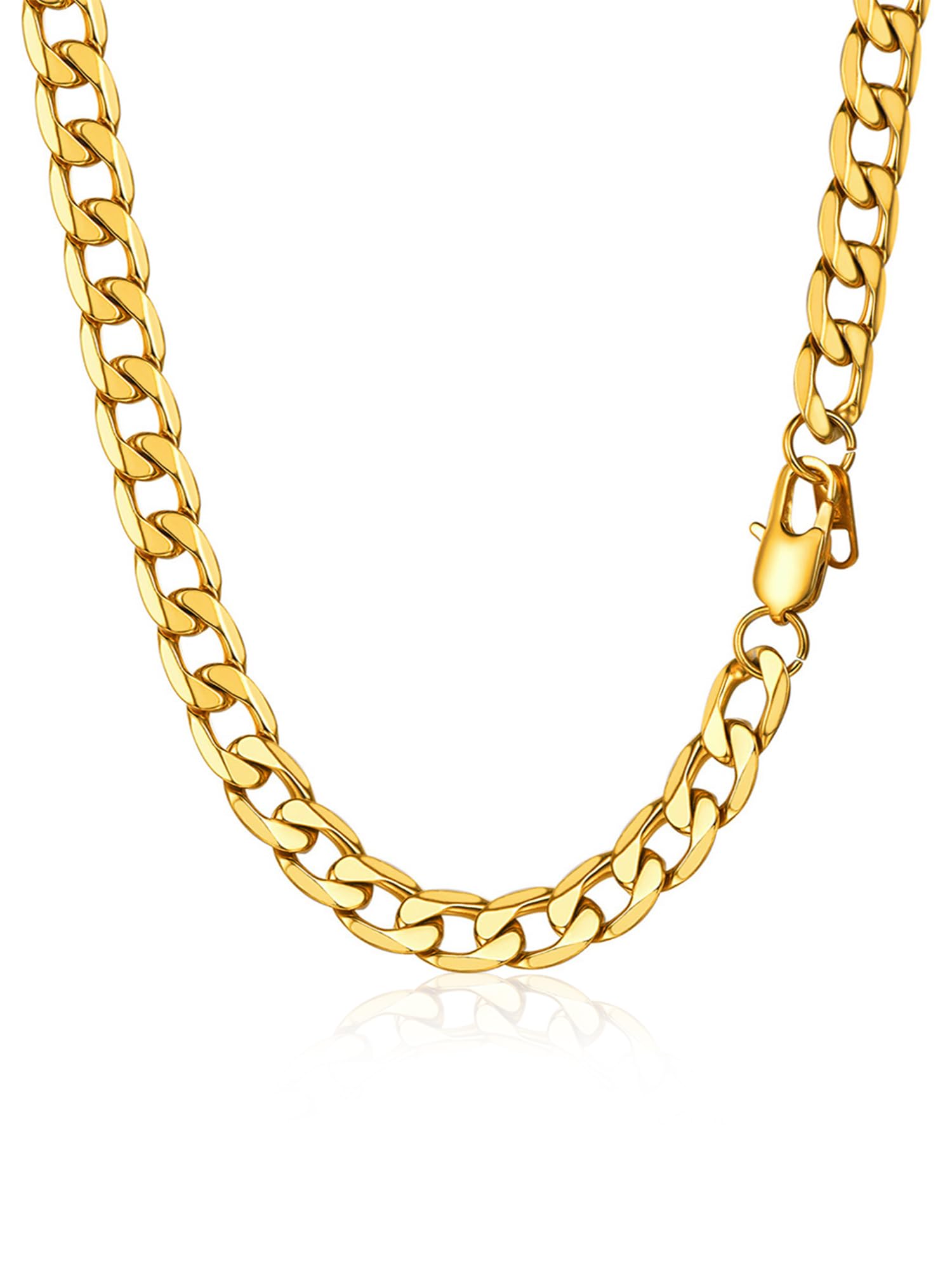 Mens Cuban Chain Necklace, Curb Link Chains Silver/Gold Plated, 4mm/6mm/9mm/13mm Width, 18"-30" Inches, Hip Hop Jewellery -Send Gift Box