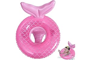 Baby Swimming Float, Inflatable Swim Ring Cute Mermaid Floaties with Seat and Handle