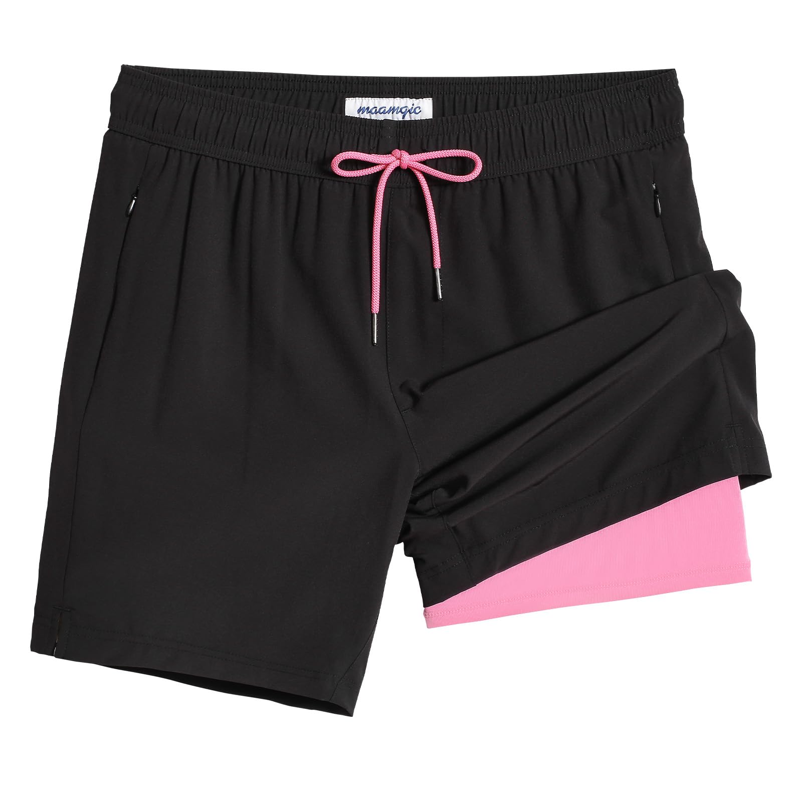 maamgic 2 in 1 Mens Swim Trunks 7 Inch Swim Shorts Swim Suits Board Shorts