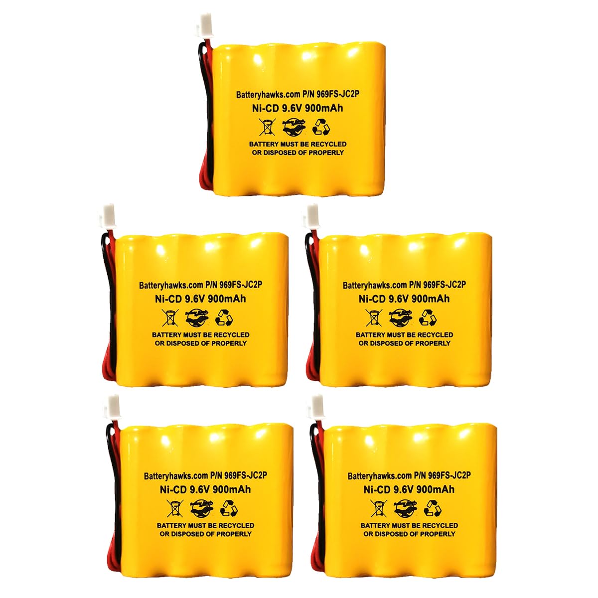 (5 Pack) 9.6v AA900mAh Ni-CD 9.6v AA700mAh OSA256 Ni-CD Exit Sign Emergency Light Battery Pack Replacement