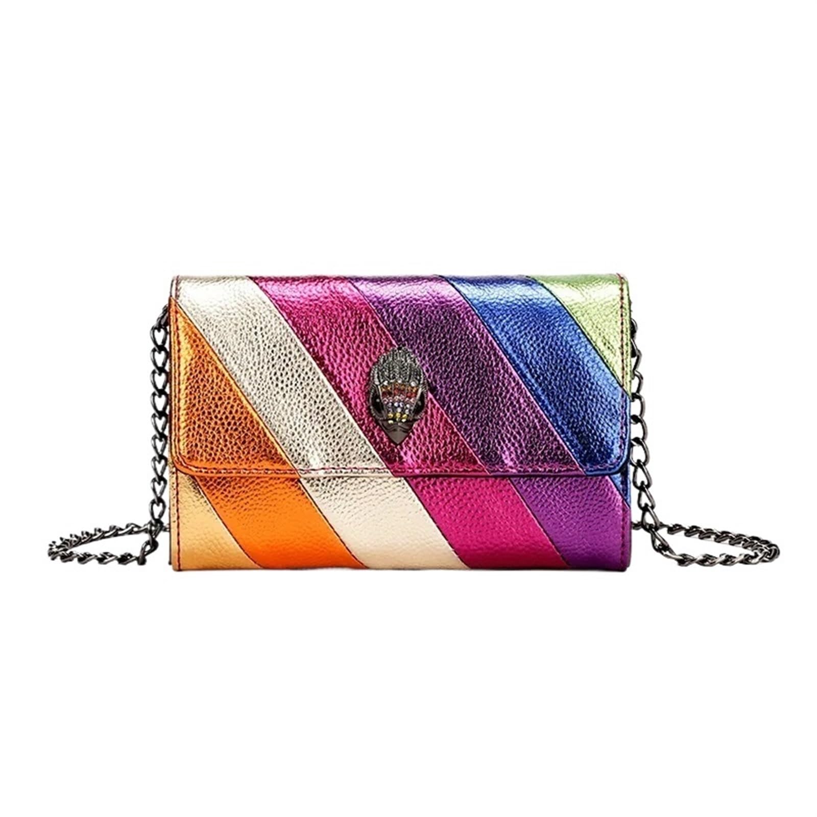 Ydyaenio Women's Rainbow Crossbody Phone Bags Handbag Patchwork Color Crossbody Bag Square Wallets Phone Mini Shoulder Bags Tote Bag