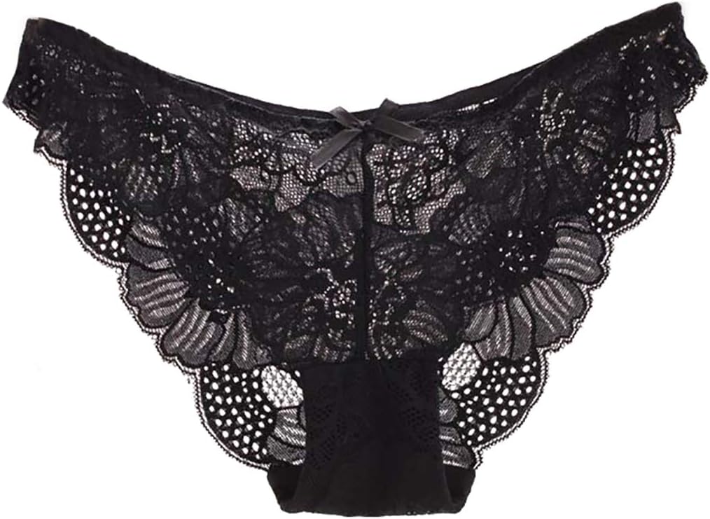 KELITCH Women's Briefs Scalloped Lace Hipster Thong Panties Bow Sexy Underwear