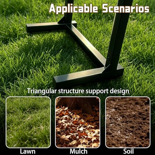 SYITCUN Garden Hose Holder, Heavy Duty Stainless Steel Garden Hose Reel with Triangle Reinforcement, Supports 150 ft Hose, 45-Inch Ergonomic Water Hose Stand for Outside, Black — view 3