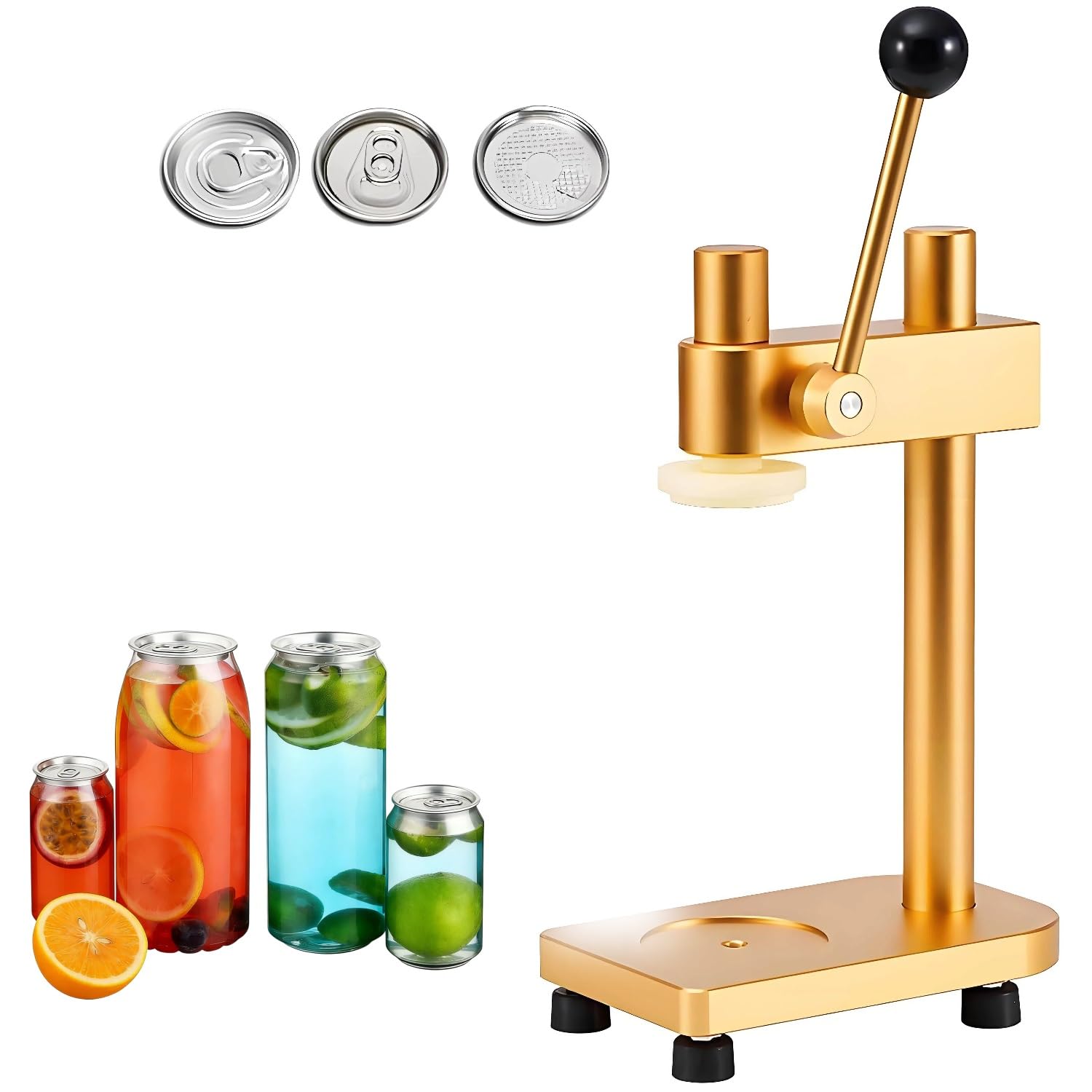 AYCDL Commercial Can Sealer,Manual Can Sealer Machine, Cup Sealing Machine, for Diameter 2.2in Drinks Bottles Cans,for PET Plastic Bottles,Gold