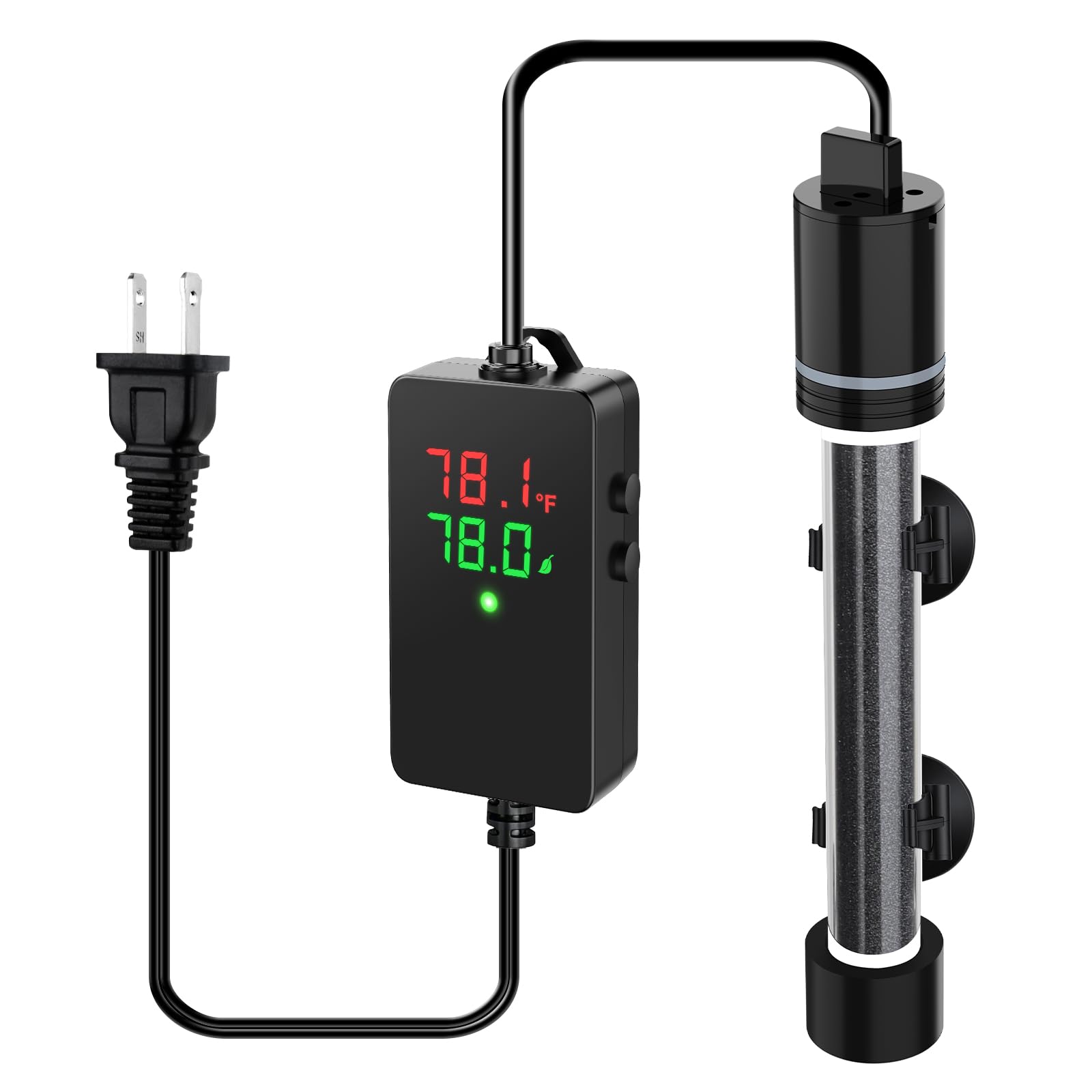 hygger Calentador de acuario de 300 W para tanques de 40 a 60 galones, control preciso de temperatura de ± 0,5 °C, doble sonda, controlador externo, protección contra sobrecalentamiento y