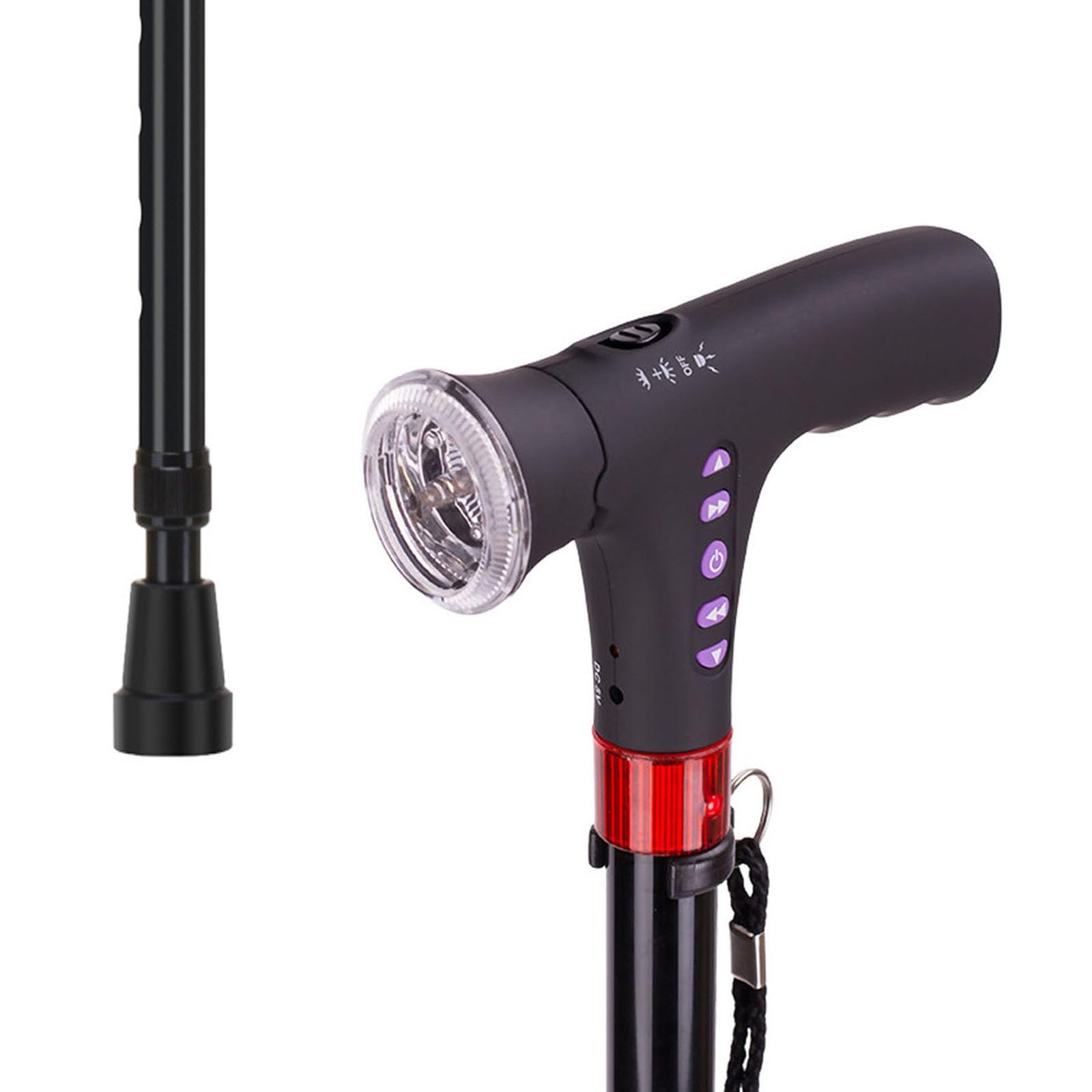 Tavkomco 97cm/38in Folding Cane, 10-Level Adjustable Height Walking Stick, Lightweight Portable Cane with LED Charge Flashlight(A,96.5cm/38in)