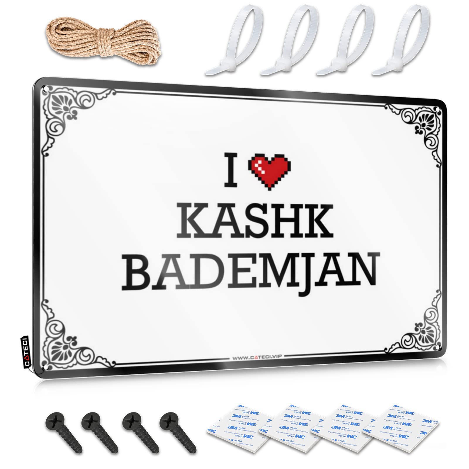 Fzfn Colour Housewarming Ideas Tin Metal Sign | I Love Kashk Bademjan Humorous For Classroom Living Room(30X40cm)