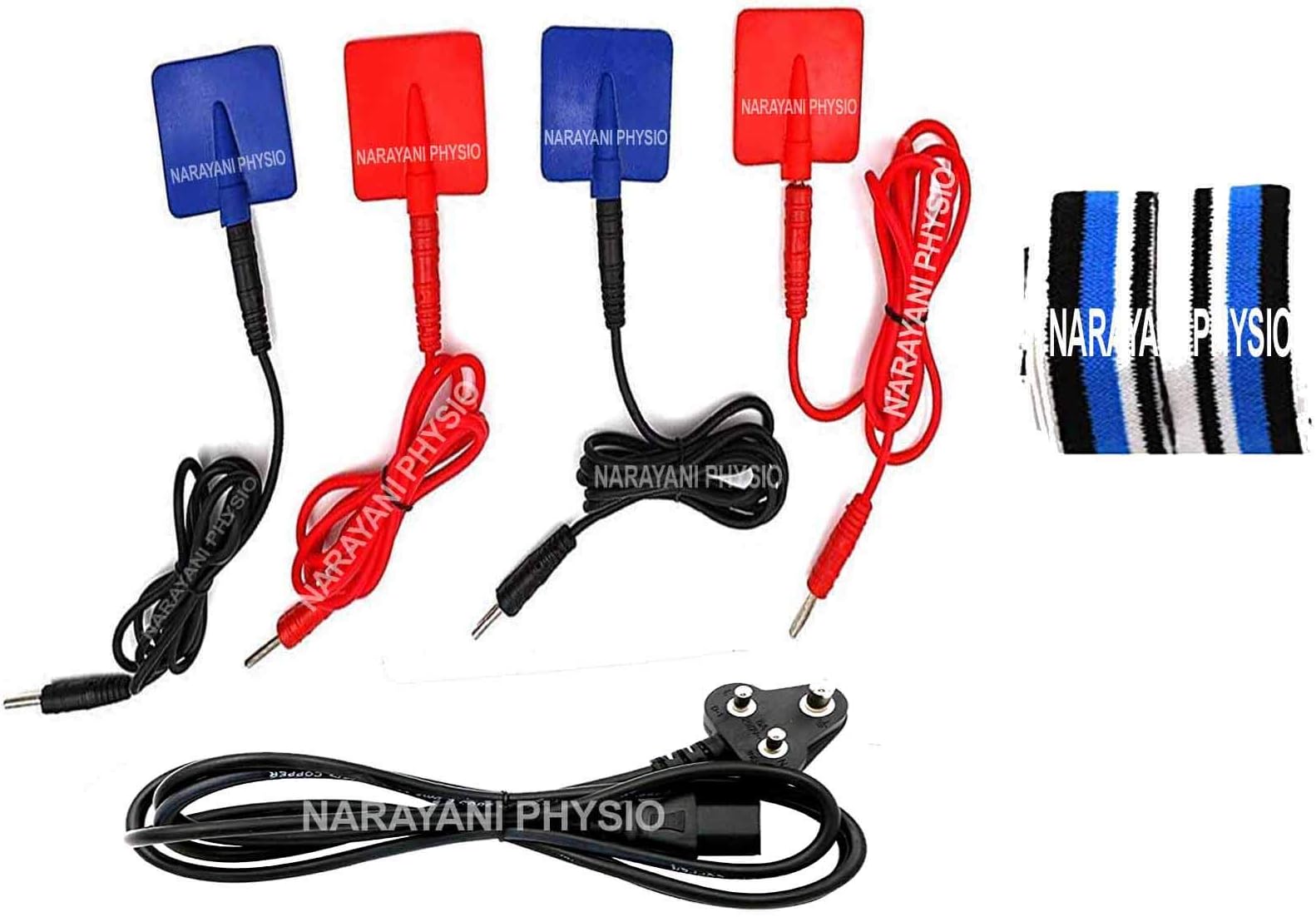 Narayani Traders IFT Physiotherapy Set of 4 Wires 4 Pads and Straps Electrotherapy Pain Relief