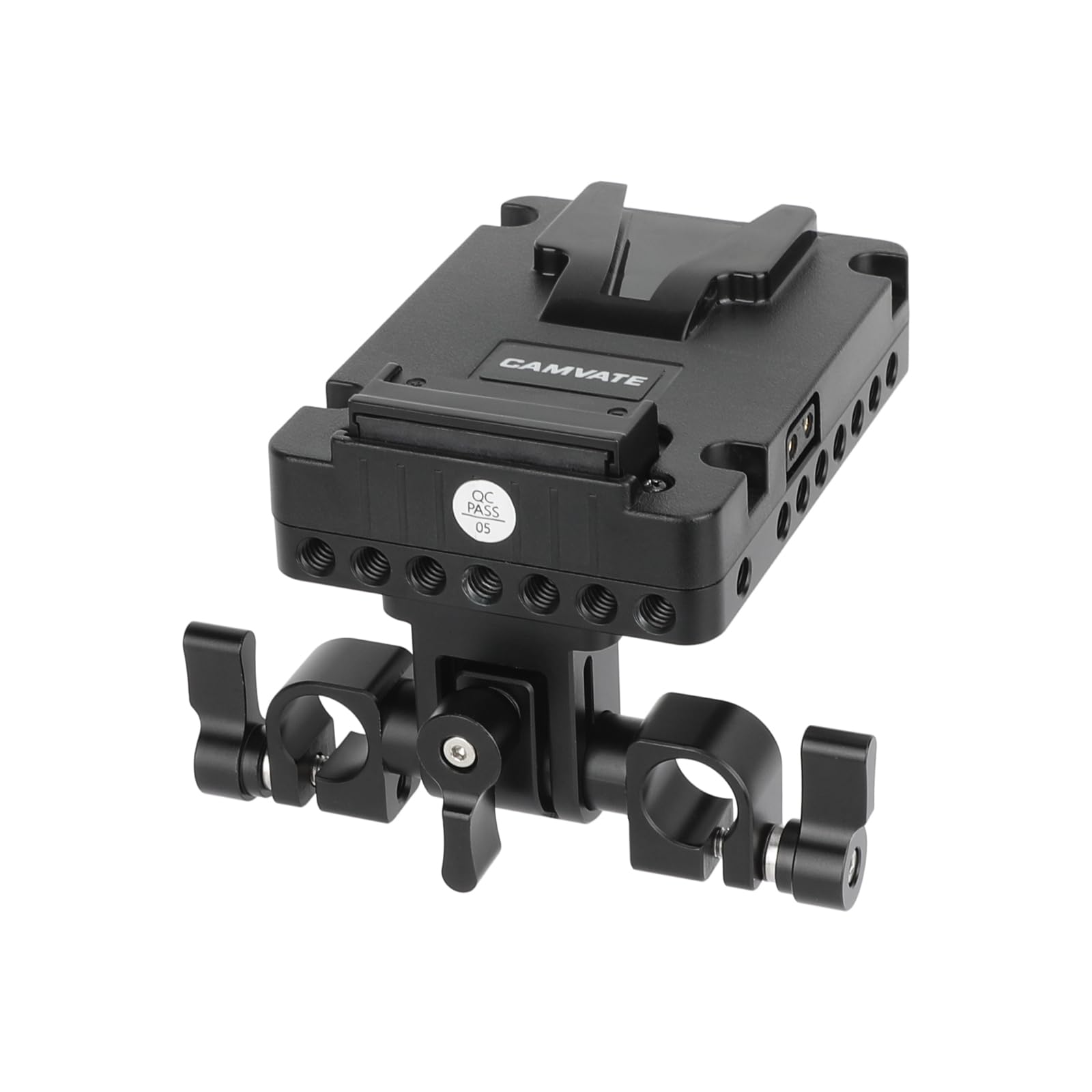 CAMVATE V-Mount Battery Plate with 15mm LWS Rod Clamp (D-Tap Outputs)-3705