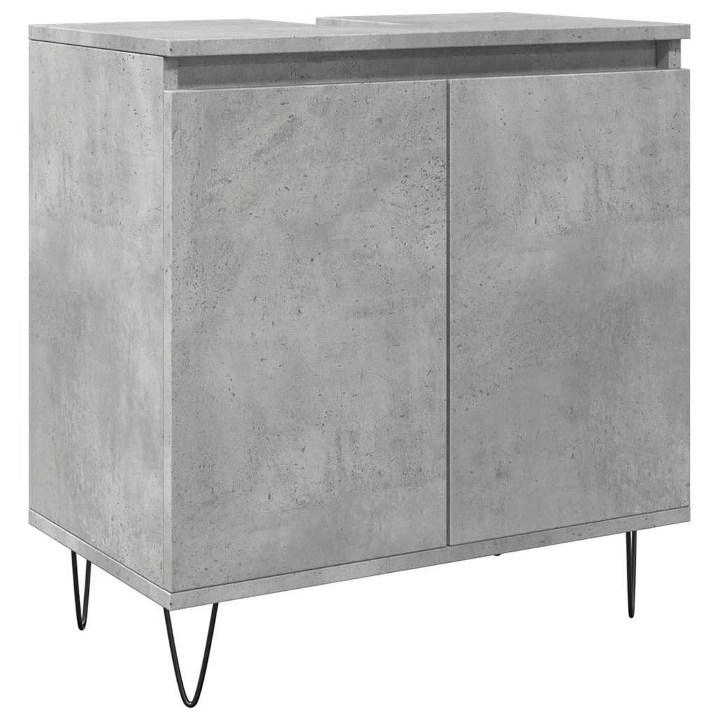 Armadietto da bagno grigio cemento, 58 x 33 x 60 cm, in legno