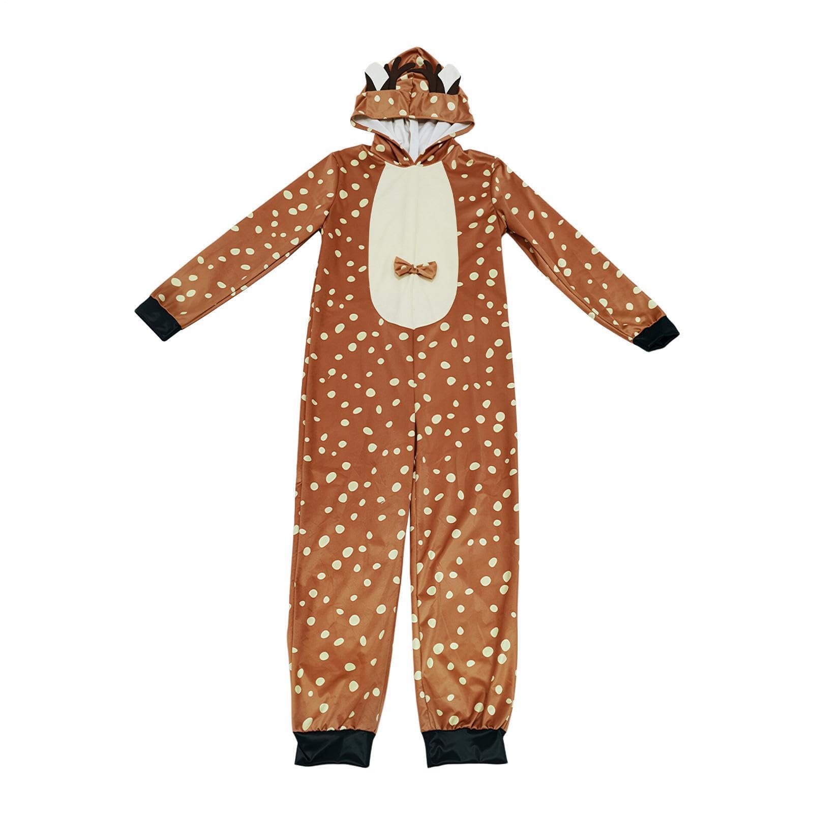 Costume da cervo per bambini, unisex, con cappuccio, per feste di Natale