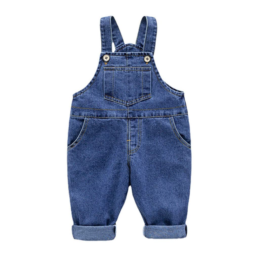 Salopette di Jeans Blu da Neonata Bambina Jeans Tuta Salopette alla Moda Senza Maniche, Ragazza Denim Jeans Pantaloni Unisex Ragazzo Regolabile Salopette in Denim 0-10 Anni