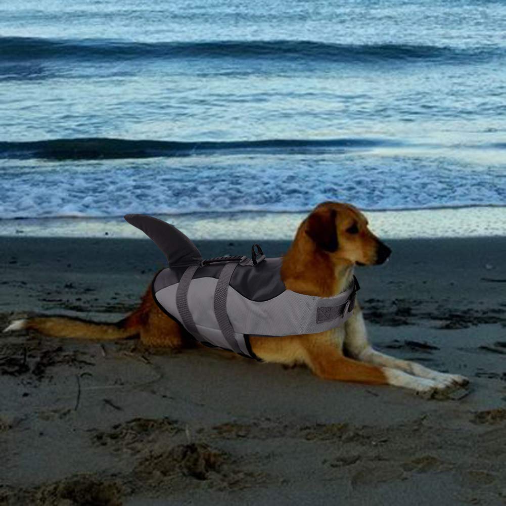 CITÉTOILE Schwimmweste Hund Hai, Hundeschwimmweste & Dog Life Jacket Verstellbar mit Griff und Reflektoren, Rettungsweste für Kleine Mittel Große Hunde & Welpen zum Schwimmen, Bootfahren, Surfen