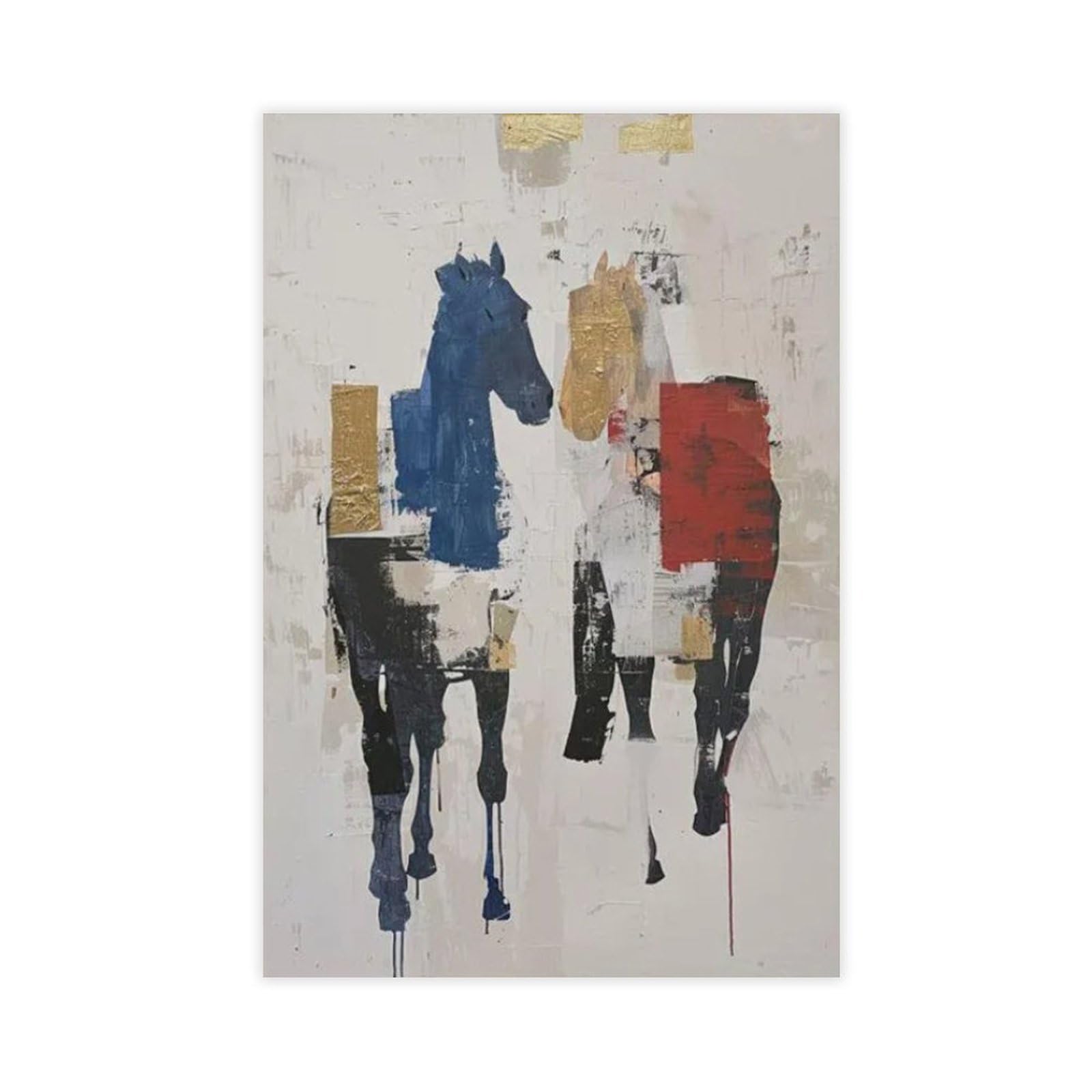 Bareronor Two Abstract Horses Poster Canvas Poster Bedroom Decor Landscape Office Room Decor Gift 24" L X 36" W