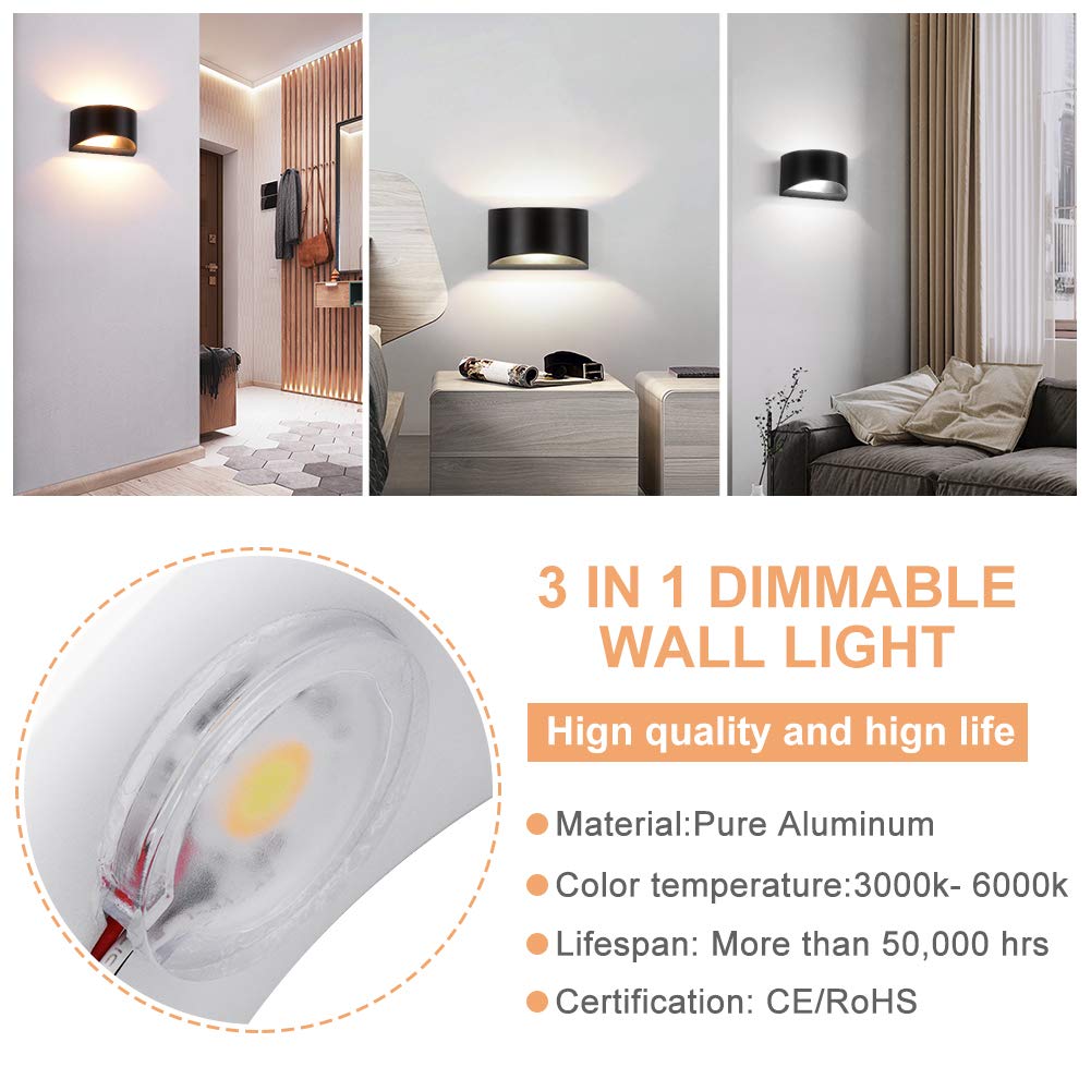 Wandlamp, led-wandlamp met afstandsbediening, dimbaar