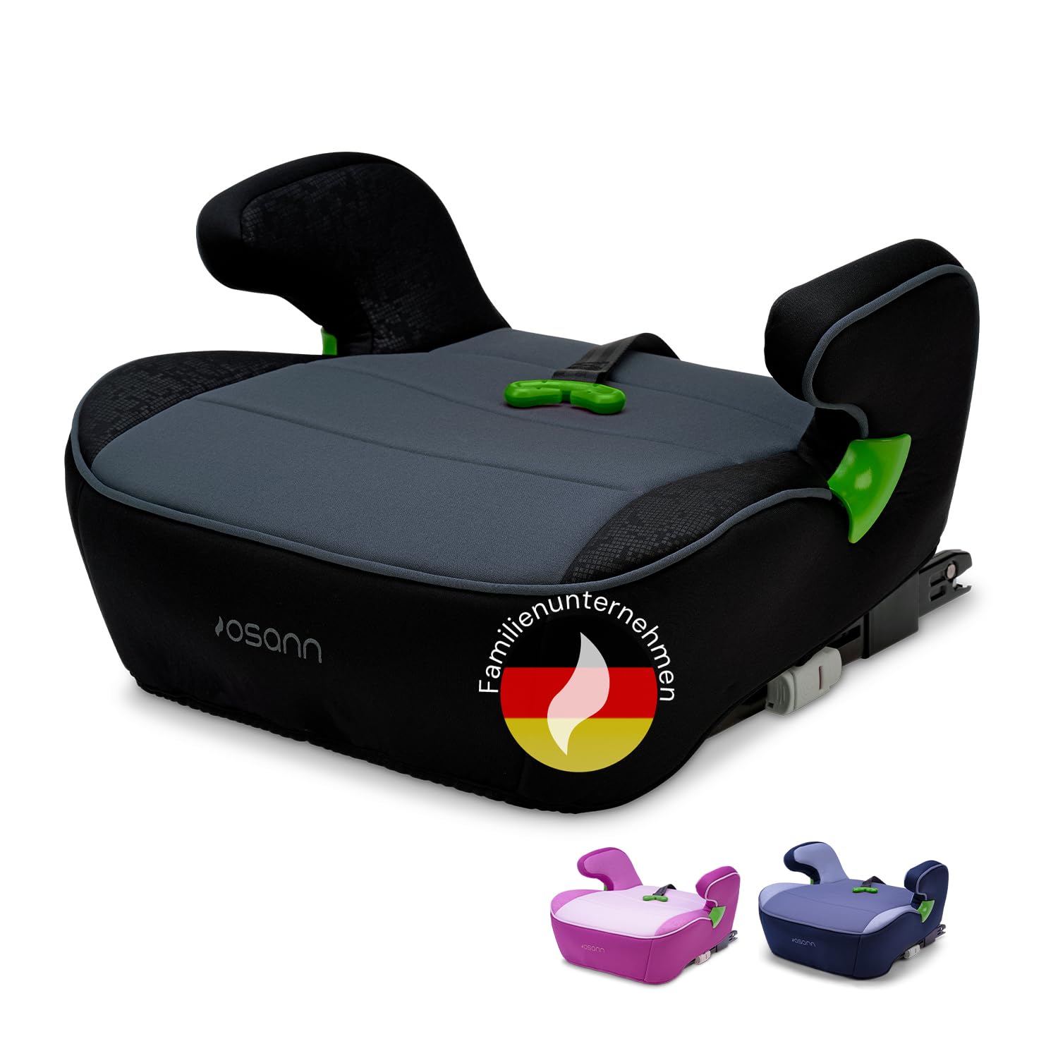 Osann Junior Isofix Gurtfix Sitzerhöhung Auto Kinder 126-150 cm Gurtfix-Technologie ergonomischer Sitzfläche Kindersitzerhöhung ab 6 Jahre Pixel Black