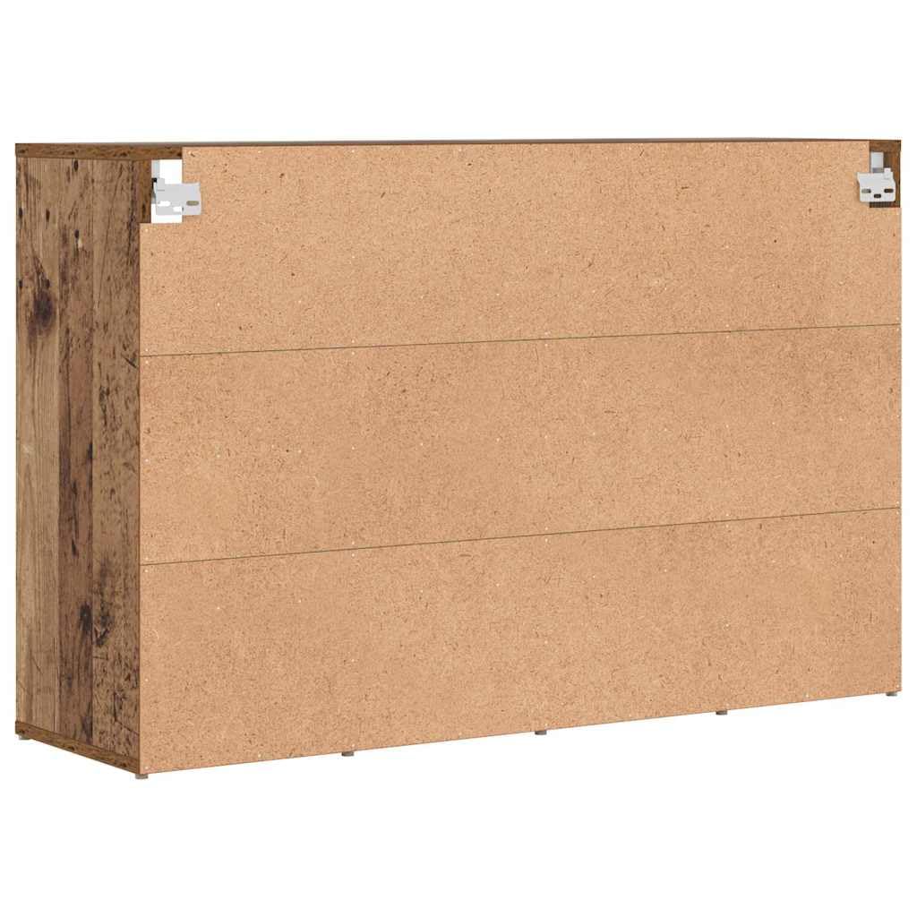 Schuhschrank mit Regal Altholz Holzwerkstoff 103 x 30 x 67 cm, schmaler Schuhständer für Flur Diele, geschlossene Schuhablage mit 16 Regalbrettern, platzsparend