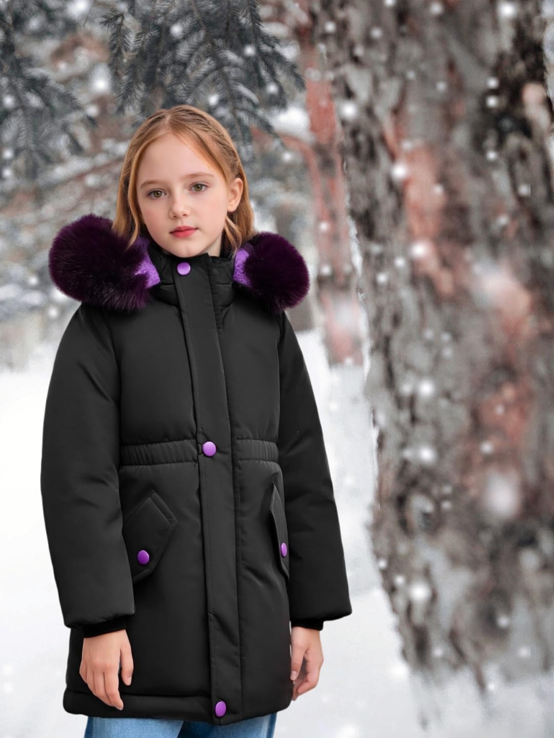 Ohrwurm Girls Winter Coat Heavyweight Hooded Puffer Jacket Kid Parka Fleece Snow Outwear - Image 2