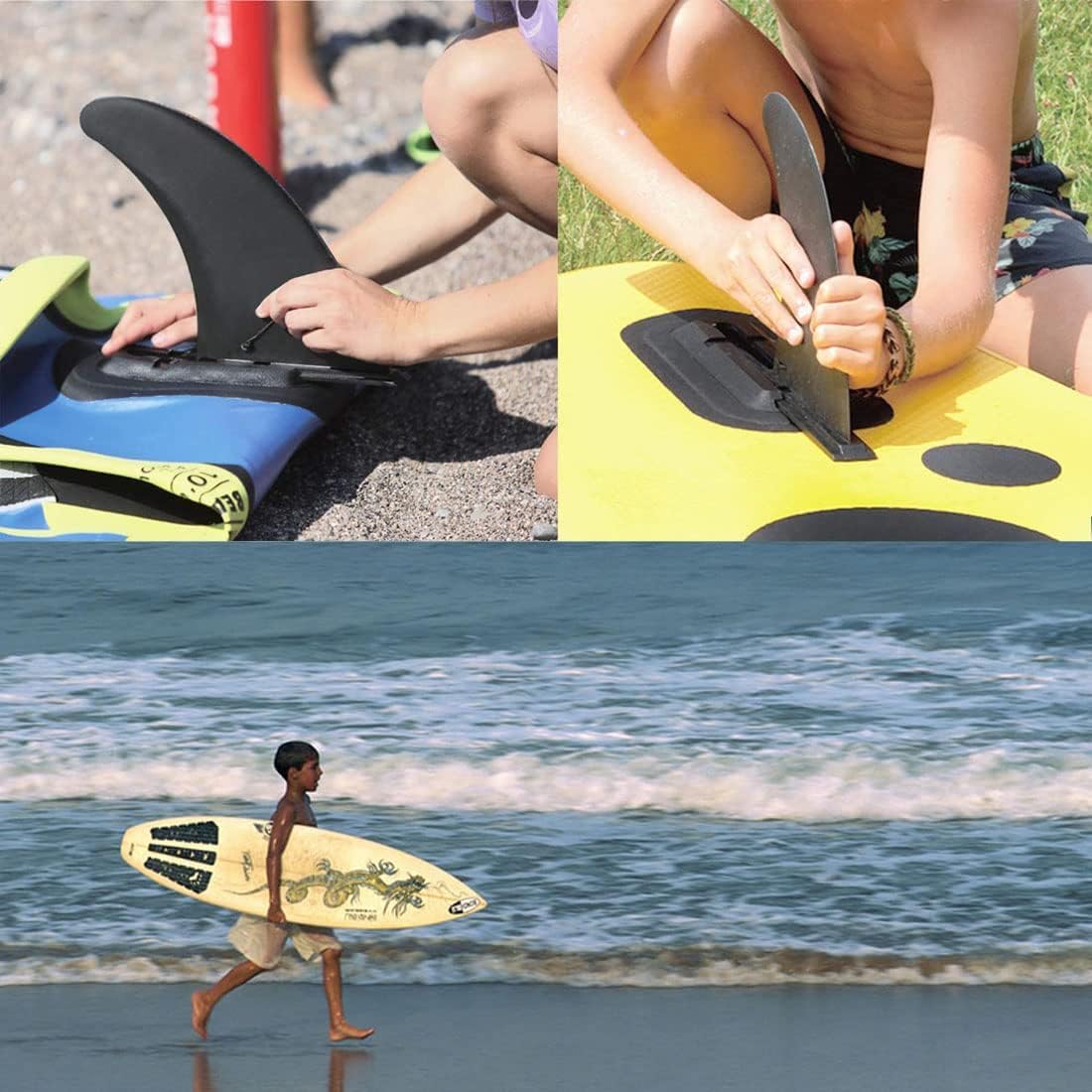 Aletas de Tabla de Su-RF Reforzadas de Liberación Rápida, 9 Pulgadas Removible Universal Quilla Paddle Surf