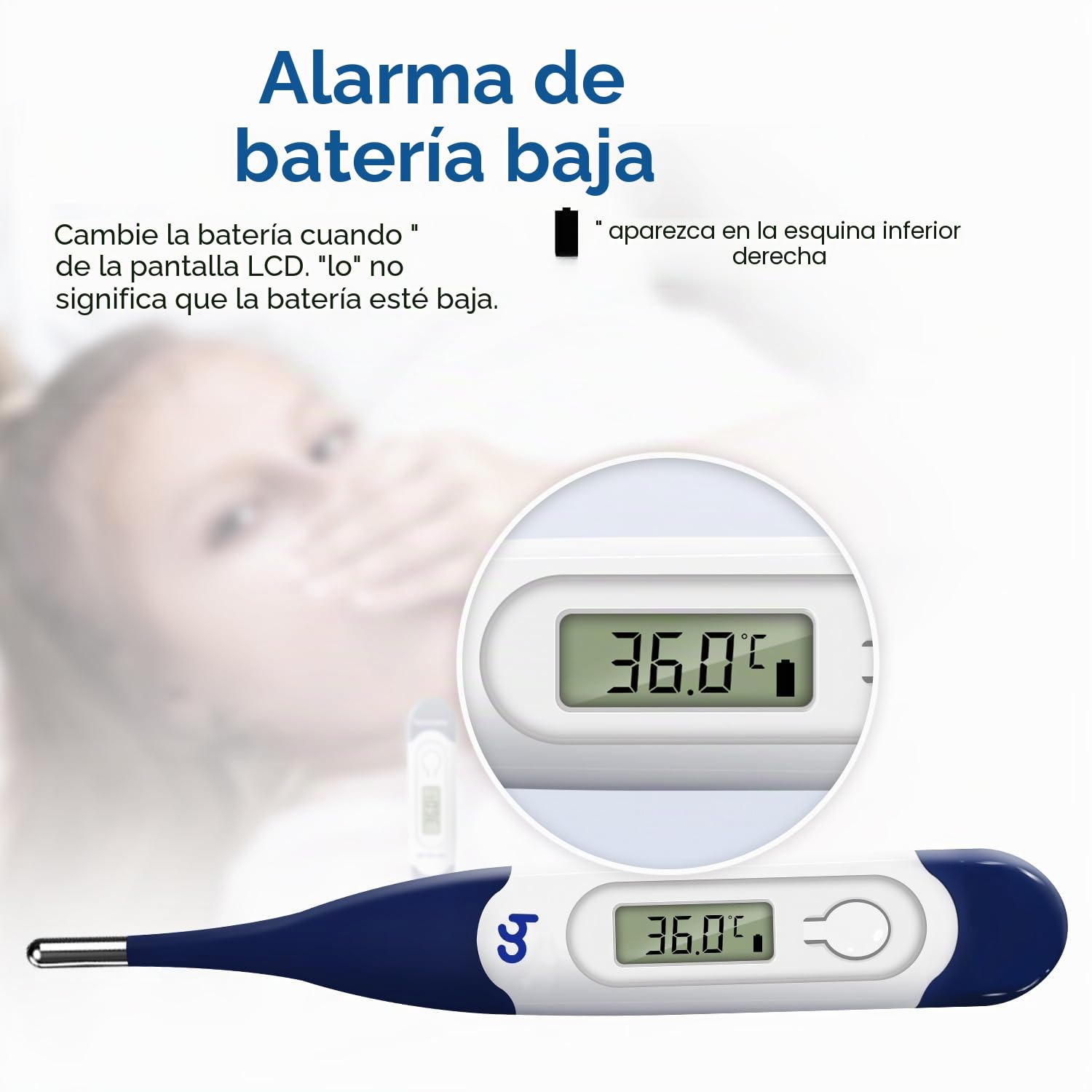 Termómetro digital con punta flexible para adultos, niños y bebés, termómetro médico rápido y preciso para boca y antebrazo, termómetro rectal (azul)