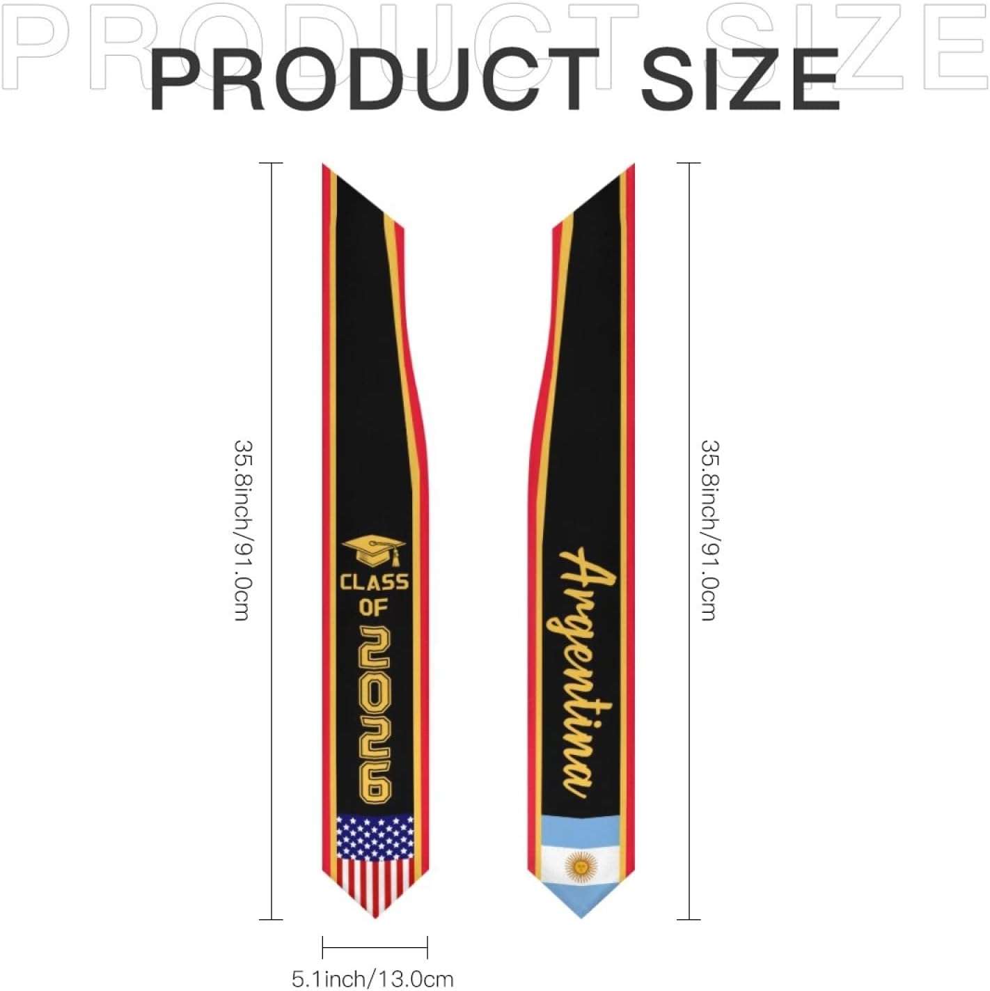 National Flag Graduation Stole Sash Patriotic Graduation Stole Honor Sash Scarf for 72" Long Unisex