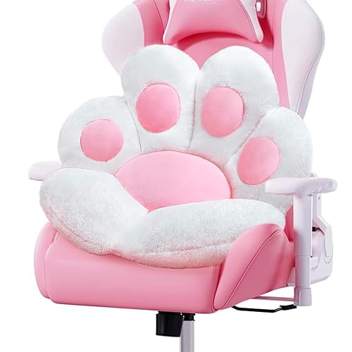 DOBUONO Cat Paw Cushion Cute Chair Cushion Kawaii Seat Cushion 28"x 24"Gaming Chair Cushion Kitty Plush Lazy Sofa Pillow for Girl Soft Chair Pillow, Kawaii Accessories Stuff Room Decor (White) - White