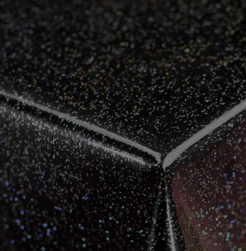 Plain Black Glitter Easycare Wipe Clean Water Resistant Sparkle Bling Effect Pvc Plastic Thick & Durable Vinyl Table Cloth Dining 120cm x 140cm (47" x 54" inches Rectangle)