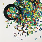 PrettyG 10 Grams/Pack - Red Green Blue Yellow Color Mixes Puzzle Shape Glitter Sequins - Festival Ra