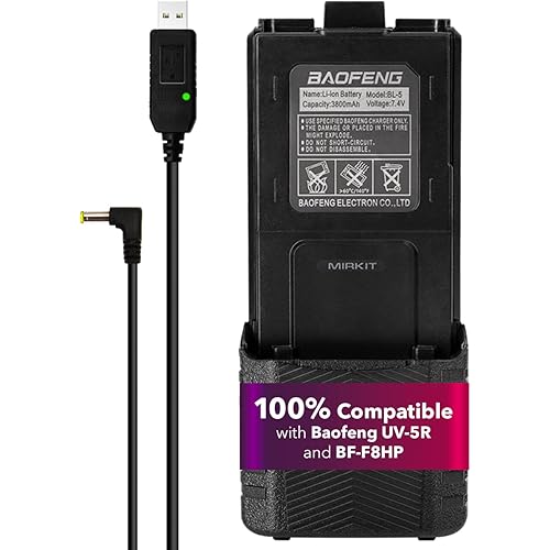 MIRKIT UV5R Battery BL-5L 3800mah with USB Charging Cable Compatible with Baofeng UV- 5R MK2 MK3 MK4 MK5 BF-F8HP UV-5RX3 RD-5R UV-5RTP UV-5X3 Radio