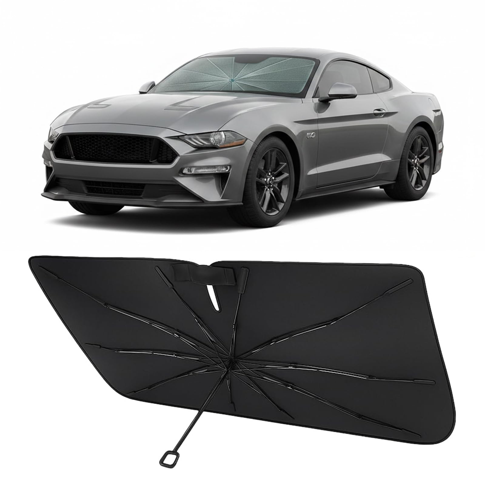 Proadsy Custom Fit Windshield Sun Shade Umbrella for 2015-2023 Ford Mustang