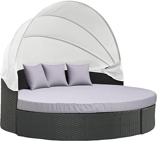 Outdoor Daybed Cushion Cover, 66" Replacement Daybed Cover with Elastic Band, Sun Bed Cushion Cover, Outdoor Round Bed Cushion, Cover ONLY (Daybed NOT Included), Grey