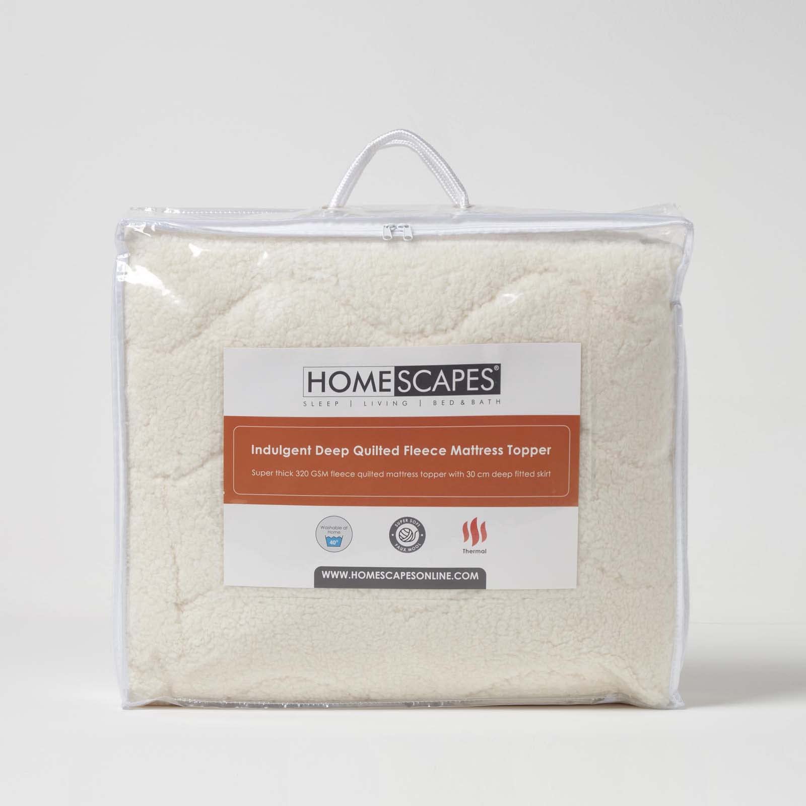 HOMESCAPES Warmer Fleece-Matratzentopper 150x200 cm, Kuschelige Matratzenauflage Plüsch mit Spannumrandung