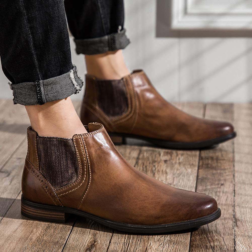 Hommes Cuir Véritable Occidental Vintage Bottes Chukka Chelsea Derby Fermeture Éclair Bottines