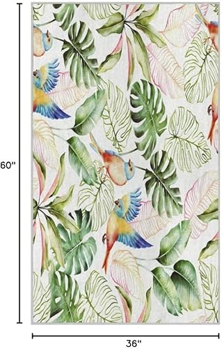 Miniatura 3 de Alfombra retro pequeña de 2 x 3 pulgadas, lavable, alfombra de entrada con estampado de Monstera Deliciosa, suave, antideslizante, para puerta