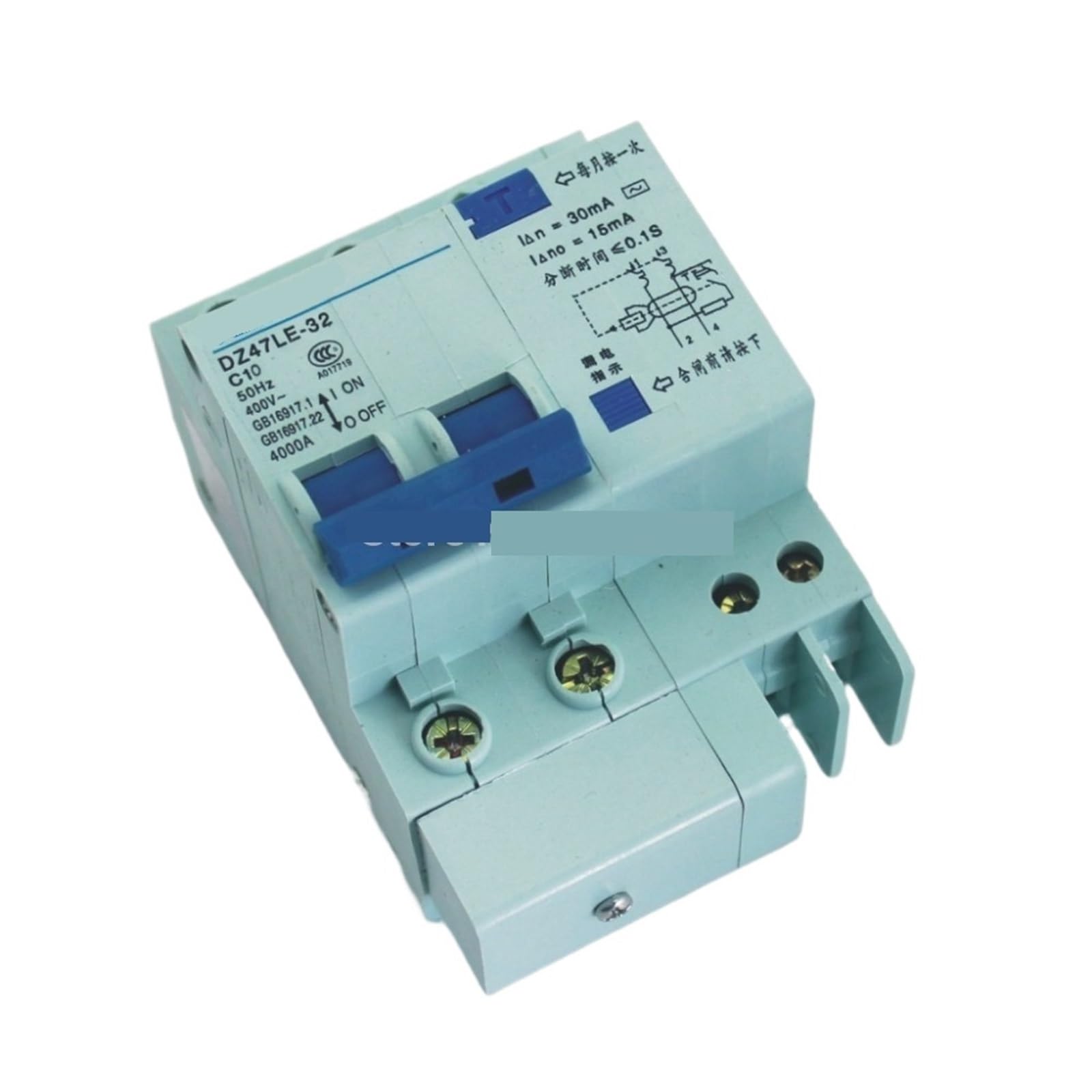 Disjoncteur avec protection contre les surintensités DZ47LE 2P 10A 50/60Hz monophasé