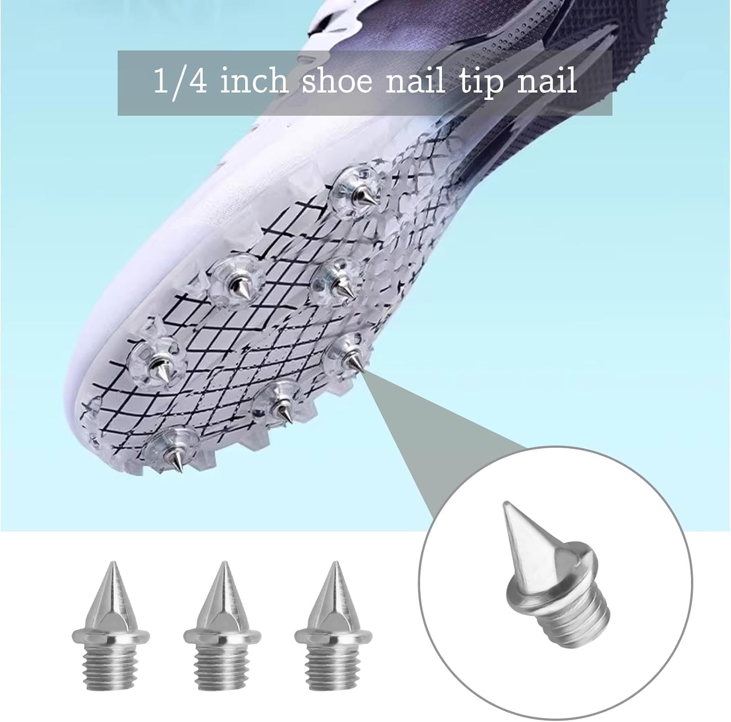 50 clavos de 6 mm de punta – Picos de repuesto para zapatos de atletismo – Incluye llave de punta – Ideal para saltar, correr, senderismo y pasarela – Pinchos de plástico resistentes y