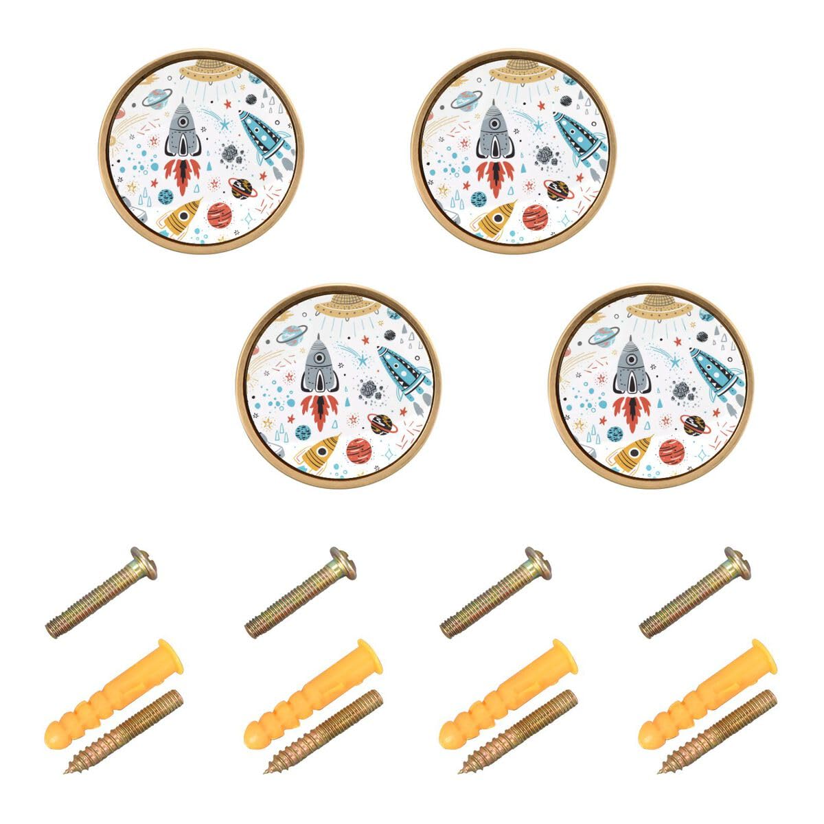 Boutons d'armoire et poignées de meubles fusée pour ouverture facile placard lot de 4