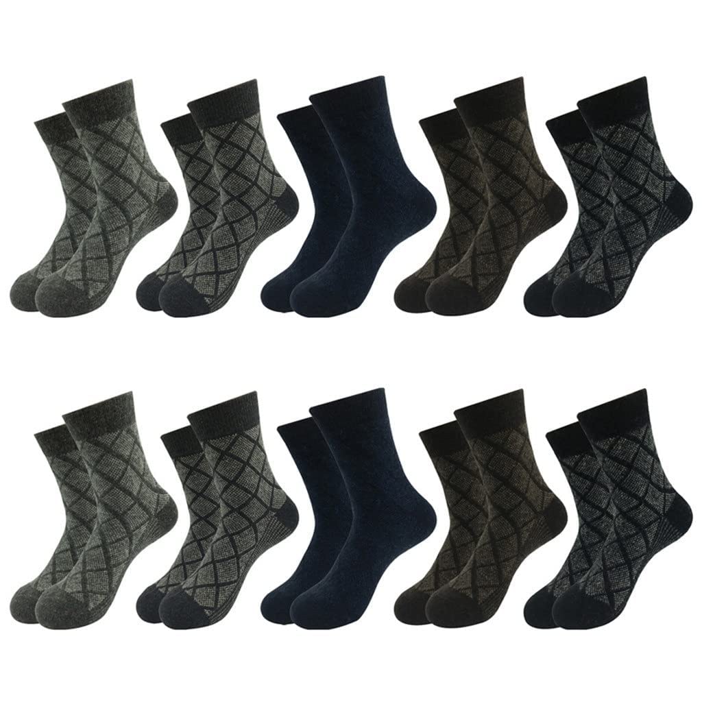10 Pares/Lote Calcetines de Lana Hombres Invierno cacheméril Calcetines Transpirables Hombres (Color: un tamaño: un tamaño) (Color : A, Size : One Size)
